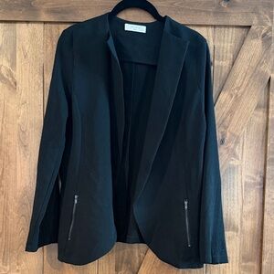 Elodie Anthropologie Women’s Size Large Open Drape Sweater Jacket in Black Crepe